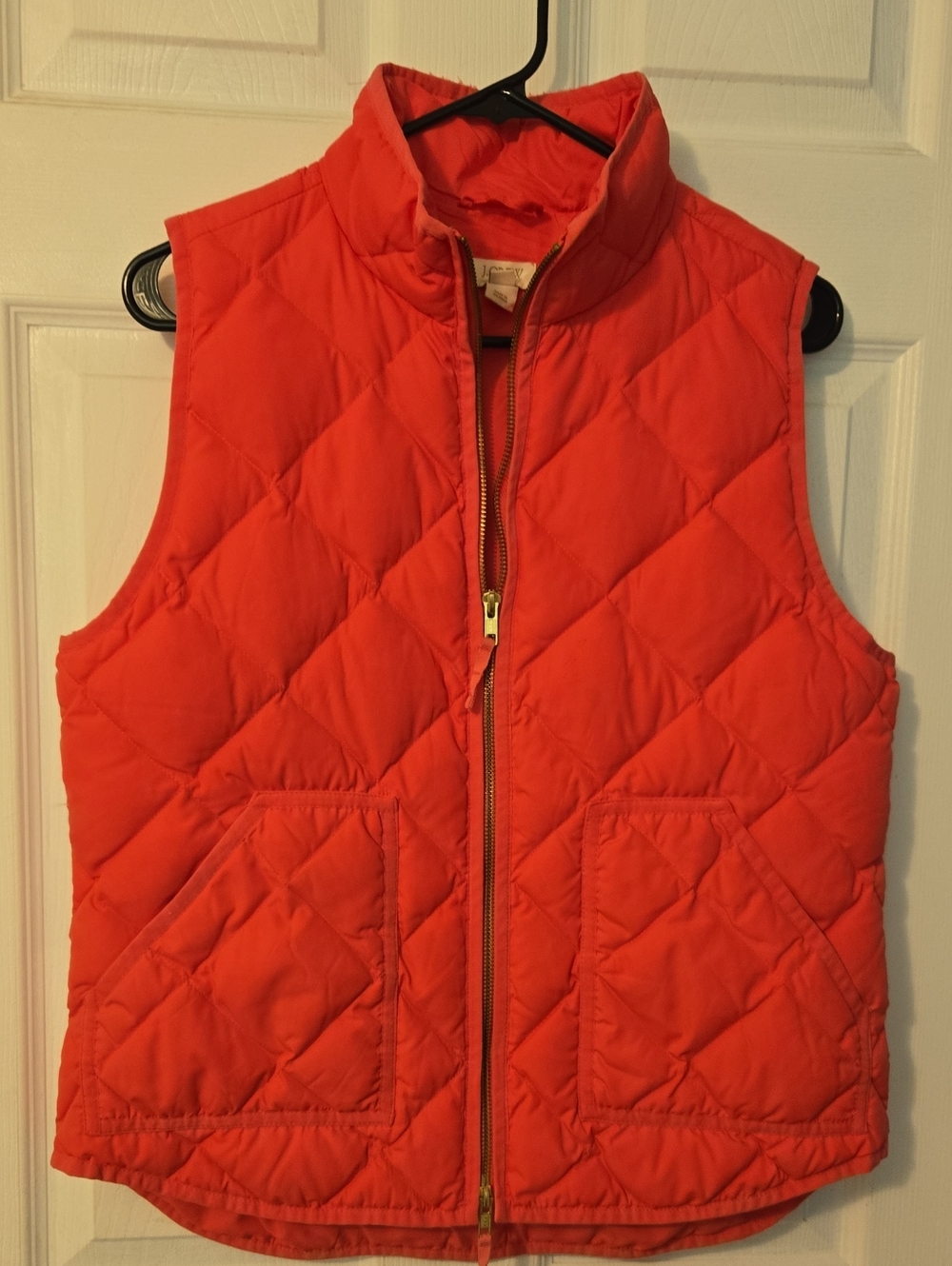 Quilted Pink/coral Jcrew Women's Puffer Vest - Sleeveless Zip Front